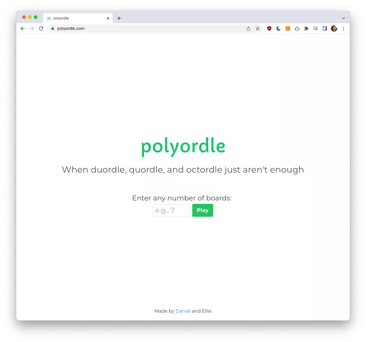 A screenshot of Polyordle