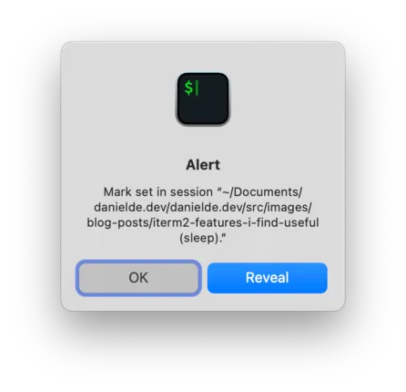 The alert iTerm2 shows when a command finishes running